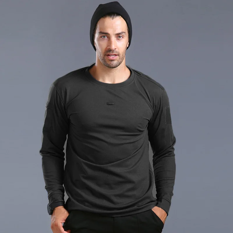

Breathable Quick-drying Round Neck Tactical Long-sleeved Men's Outdoor Elastic Tooling T-shirt Multi-color Optional Inside.