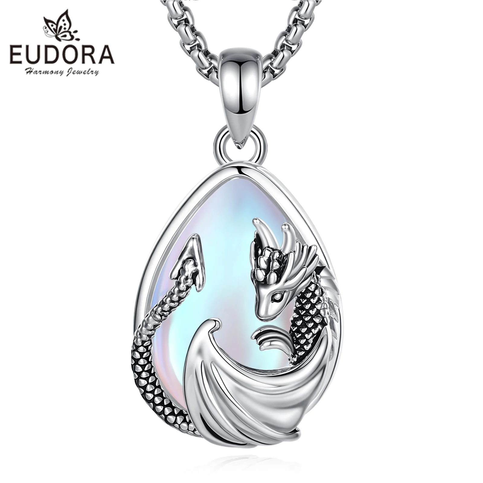 

Ожерелье Eudora с лунным камнем и драконом, кулон из целебного кристалла, мистическое языческое украшение, духовный подарок для женщин и мужчин