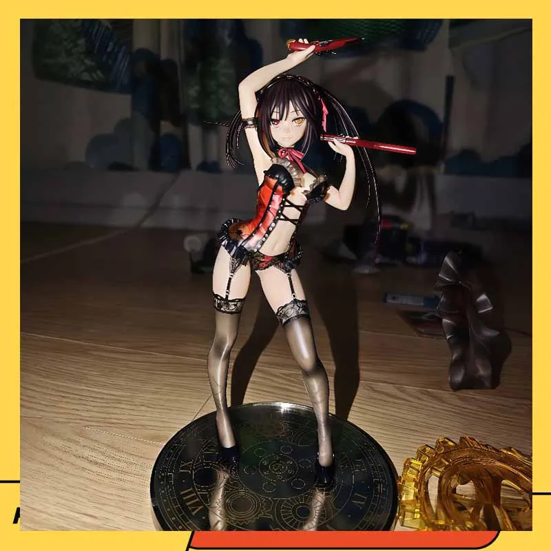 

2025 New Date A Live Ii Kurumi Tokisaki Black Lingerie Ver H24cm 1/7 Figure Anime Model Toys Collection Gifts