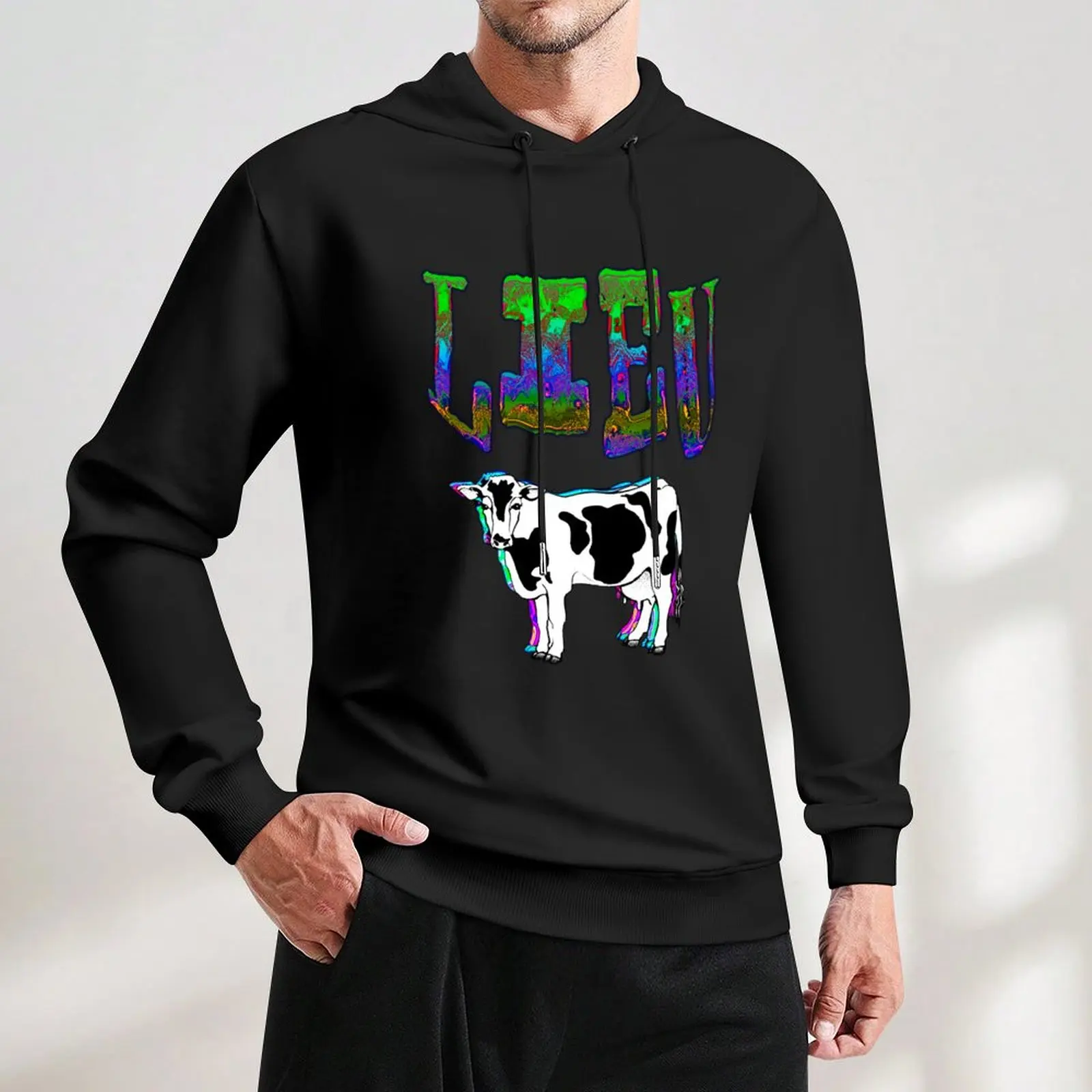 Veeu-Pull à capuche Glitchcore Cow pour hommes, vêtements de créateurs, manteau pour hommes, chemise à capuche