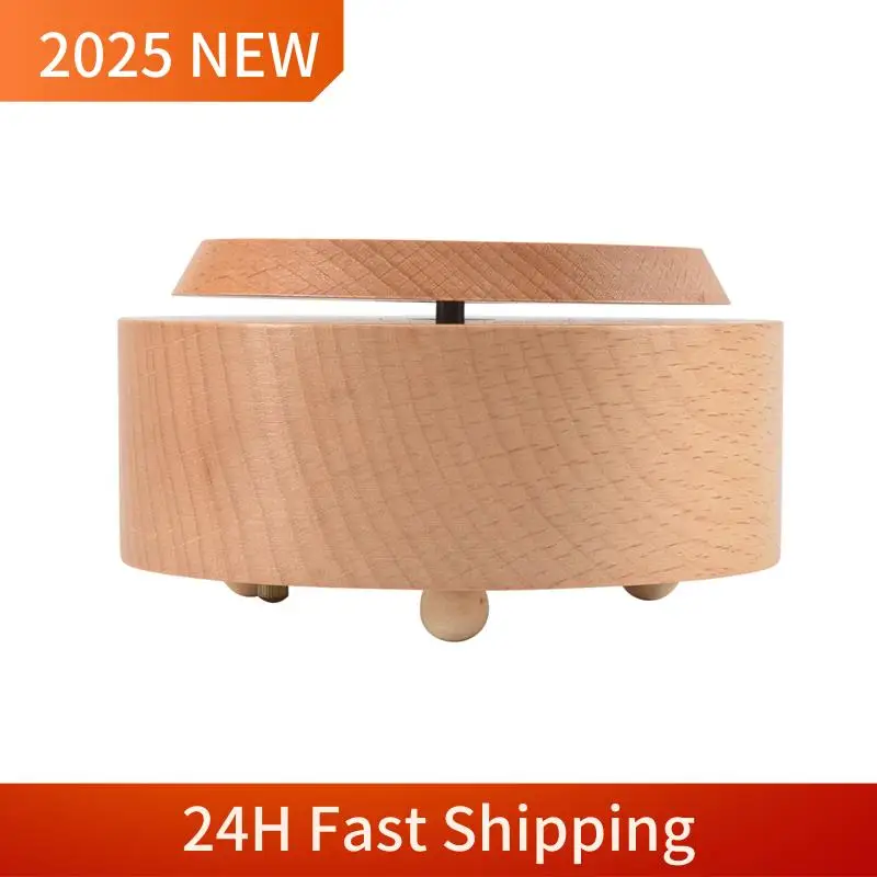 A49U Drewniana pozytywka Obrotowa okrągła podstawa DIY Rzemiosło artystyczne na świąteczne ozdoby dekoracyjne Prezent dla dzieci