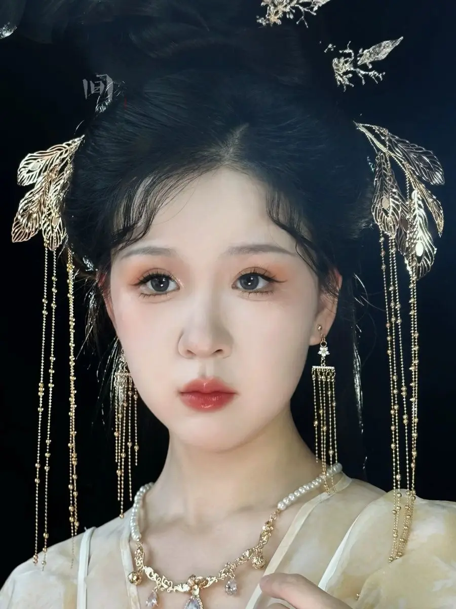 Golden Long Tassel Hairpin For Women Beautiful Princess Hanfu Hair Accessories Ancient Headwear Retro Cosplay Fancy Hair Ornamen