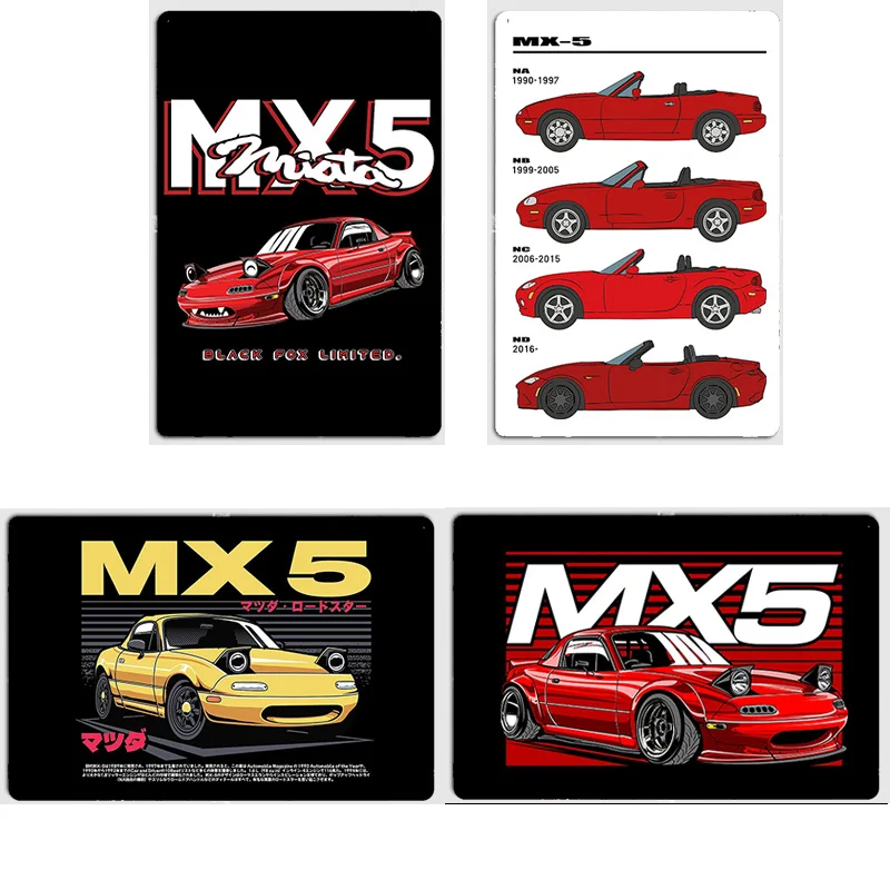 Classic Sports Car MX5 Miata JDM Car Legend Posters Metal Sign Poster Indoor Wall Garage Room Decoration Vintage Home Decor