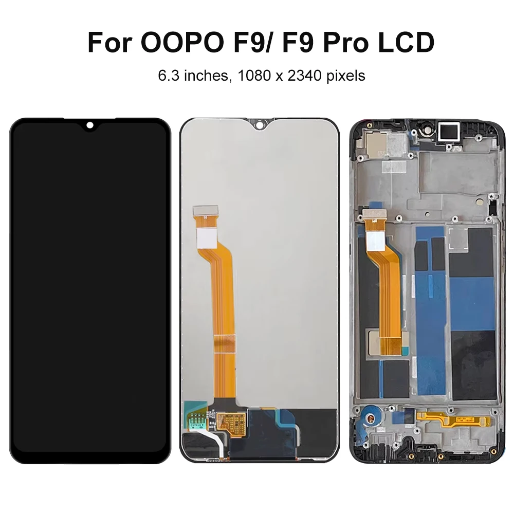 6,3-дюймовый ЖК-экран для Oppo F9 CPH1823 CPH1881 CPH1825 ЖК-дисплей с цифровым преобразователем сенсорного экрана и рамкой для деталей экрана Oppo F9 Pro