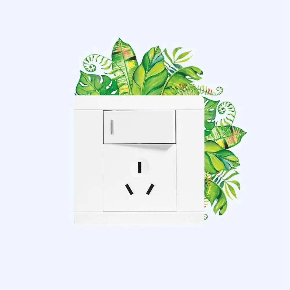 1 pcs Waterproof Floral Fresh Wall Sticker PVC Plant Decal Sticker Gifts Switch Sticker Home Decor