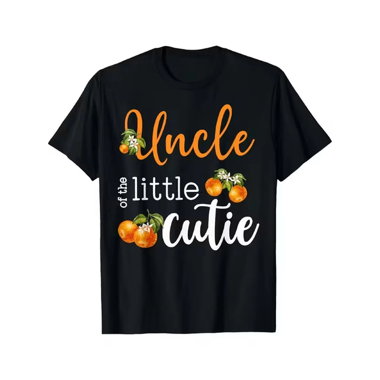 Uncle Little Cutie Theme Orange Fruit Soft Casual Short Sleeve Tee Featuring A Fun Orange Design Great For Everyday Wear Gifts Classic Round Neck Short Sleeves Machine Washable