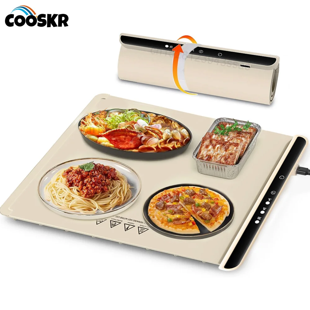 Electric Warming Tray Foldable Food Warmer Fast Heating Portable Dining Table Warmer Food Warmer Mat with Full Surface Heating