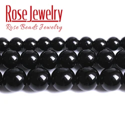 A+ Natural Black Agate Onyx Stone Beads For Jewelry Making Round Loose Beads Diy Charm Bracelet Accessories 4 6 8 10 12 14mm 15