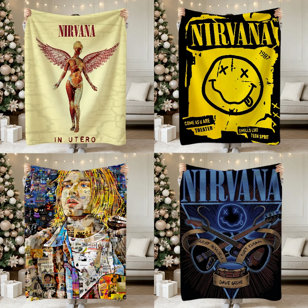 Cool Band Fanart N-Nirvana-S Blanket Soft Warm Plush Blanket For Dorm Sofa Living Room Pet Hogar Bedroom Gift Nap Home Flannel