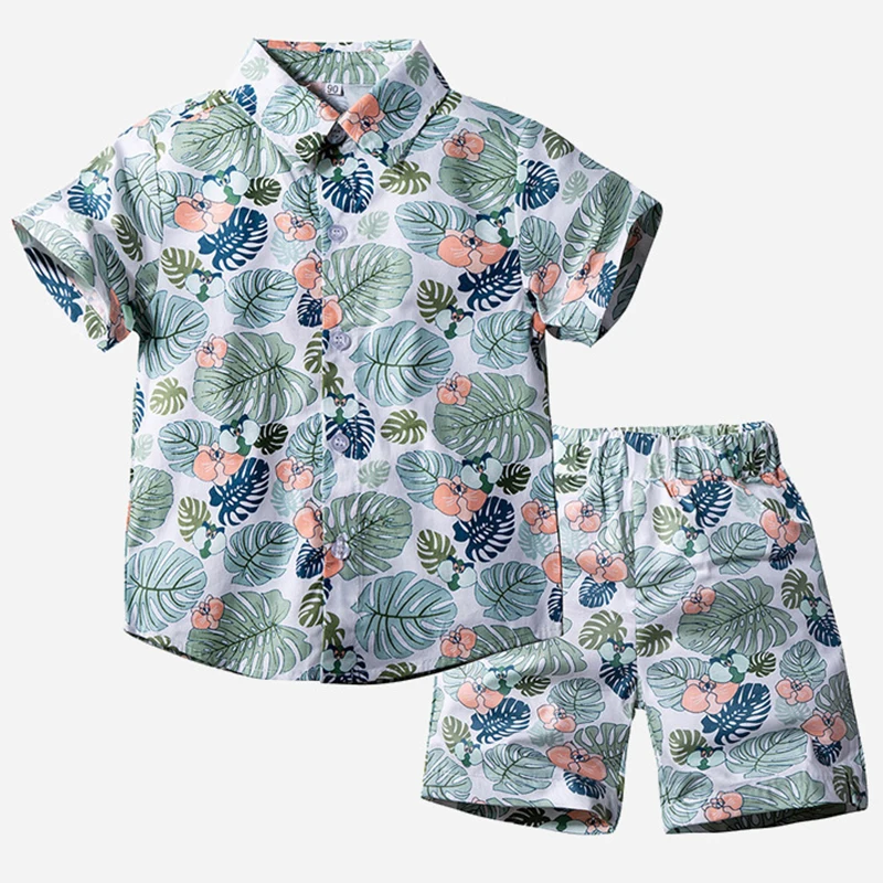 

2023 Summer Outfits Toddler Boys Clothes Fashion Casual Beach Vacation Print Baby T-shirt+Shorts Boutique Kids Clothing Set 1918