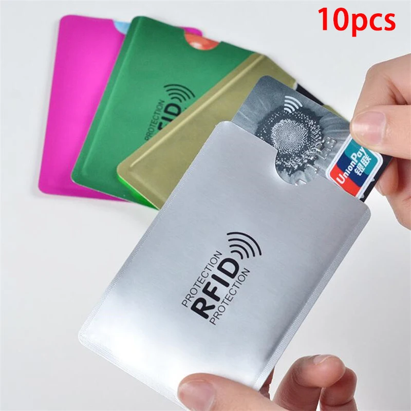 10PCS RFID Blocking Card Sleeve Aluminum Foil Anti-theft Swipe Anti-demagnetization Case Metal Credit Card Holder Shielding Bag