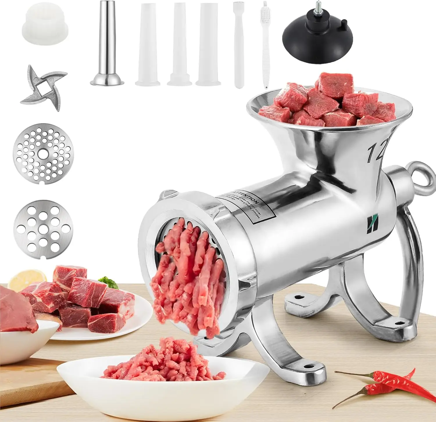 Meat Grinder Heavy Duty Manual Meat Grinders for Home Use Food Grinder and Sausage Stuffer for Chicken,Beef,Chili