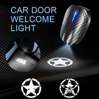 2PCS For 2 Door Five-Pointed Star Logo USB Rechargeable Car Door LED HD Courtesy Welcome Lights For Jeep Fiat Ford Opel Hyundai