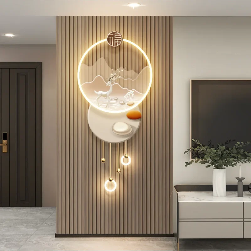 Cream wind porch decorative painting, high-end elk hanging wall lamp at the end of the aisle corridor