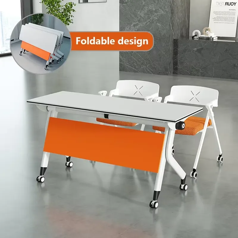 Modern Movable Folding Training Table Space Saving Modular Conference Desk for Meeting Room Seminar Venue Office Furniture