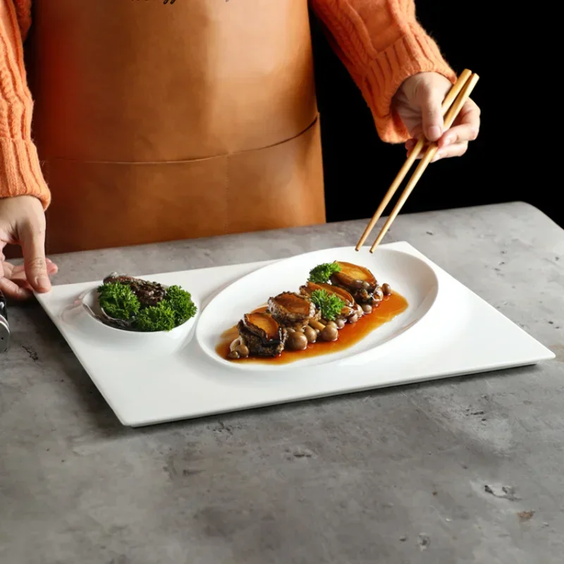 

Hotel Ceramic Tableware Special-shaped Plate Yijing Cuisine Hotel Restaurant Commercial Dumplings Plate Western Food Plate