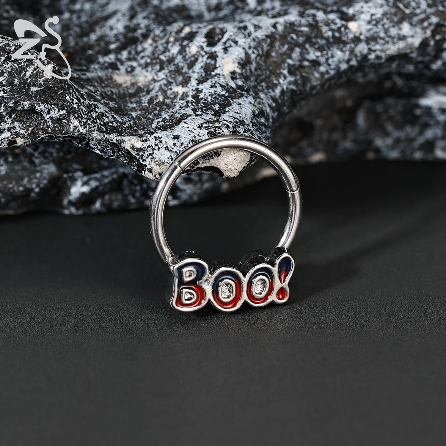ZS 1 Piece Punk Stainless Steel Nose Ring Men Women Pumpkin Bat Septum Piercings Hallowmas Cartilage Helix Piercing Body Jewelry