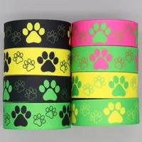 DHK 7/8'' 5yards Dog Cat Paw Printed Grosgrain Ribbon Accessories Headwear Decoration Collar DIY Sewing Craft E2165