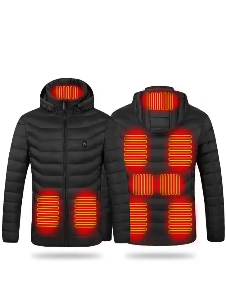 

Men's Parka Winter Warm Heating Jackets Pure Color Hooded Heated Clothing Male Bobojaco Warm Padded Jacket
