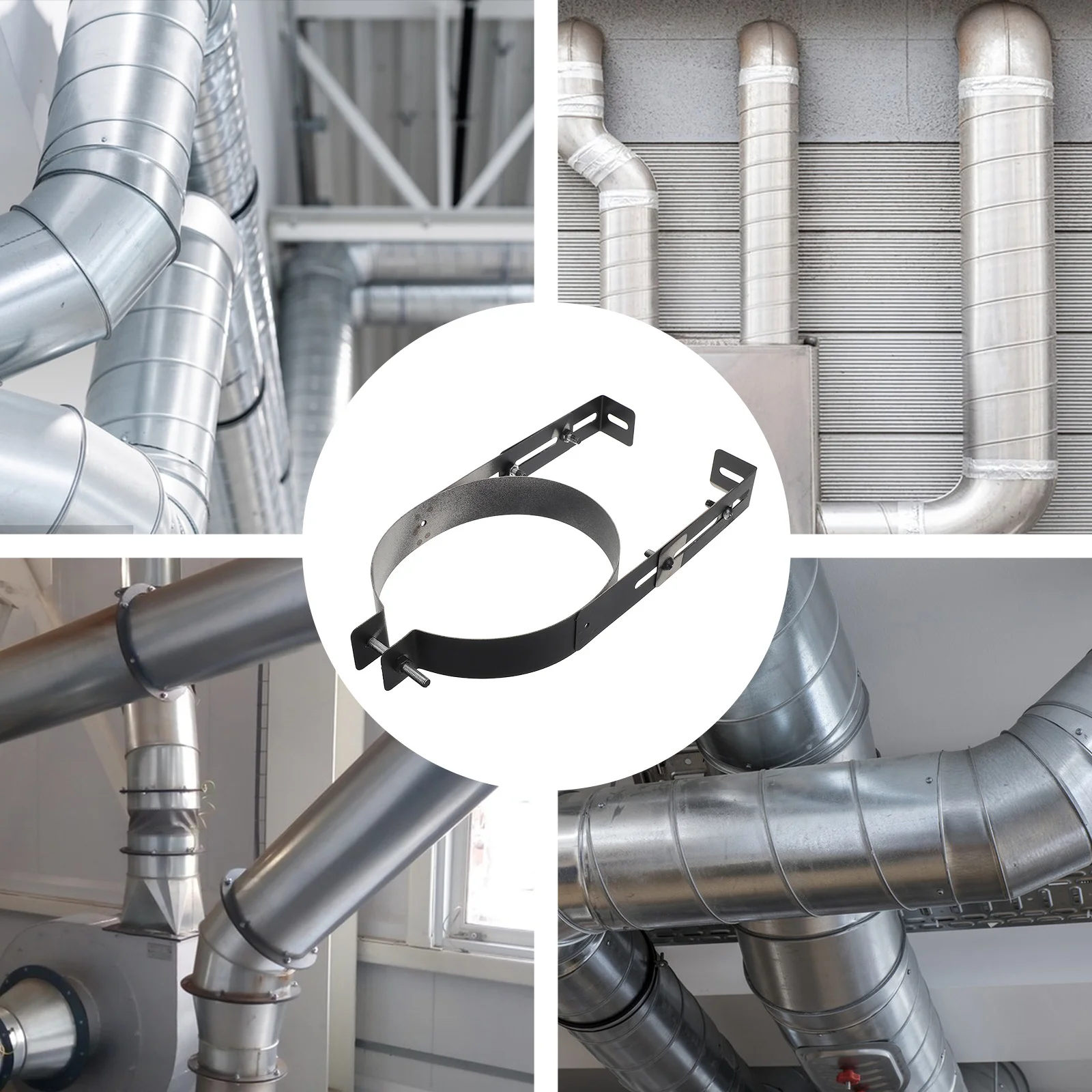 مدخنة قوس 6 بوصة الفولاذ المقاوم للصدأ قابل للتعديل جدار جبل حامل ل موقد الأنابيب دعم المداخن بطانة المشبك U-شكل الأنابيب