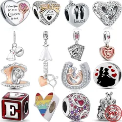New 925 Sterling Silver Valentine's Day Love Wedding Bride Pendant Bead Diy Fit Original Pendant Charm Bracelet Women Jewel