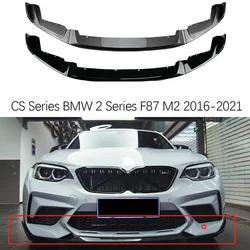 CS Style For BMW F87 M2 2016-2021 Car Front Bumper Spoiler Lip Splitter Trim Exterior Accessores Carbon Fiber Style Glossy Black