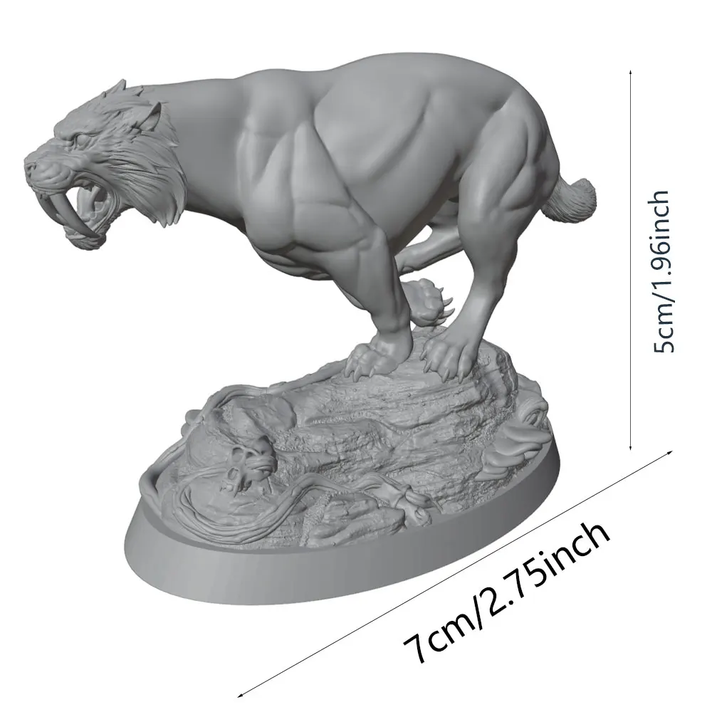 Running Posture Saber-Toothed Tiger Desktop Ornament, Chess Board Pieces, Miniature Resin Statue, Handmade Model Kit, 3D Printed, Unpainted Resin Model That Requires Hand Painting, Suitable for Tabletop Role-Playing Games and Collection, Ideal for Holiday Gift Decoration, Valentine's Day Gift, Collectible Miniature | Complex Design |   3D Printing Model