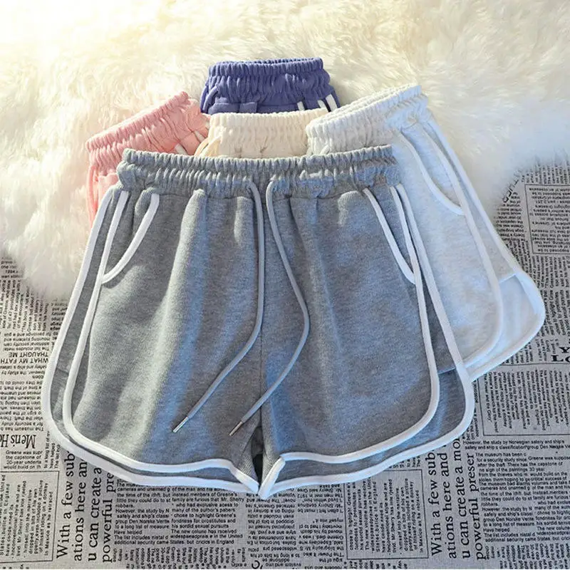 Korean Style Casual Sports Shorts Women's Summer plus Size Loose Home Sleepwear Wide Leg High Waist Pants