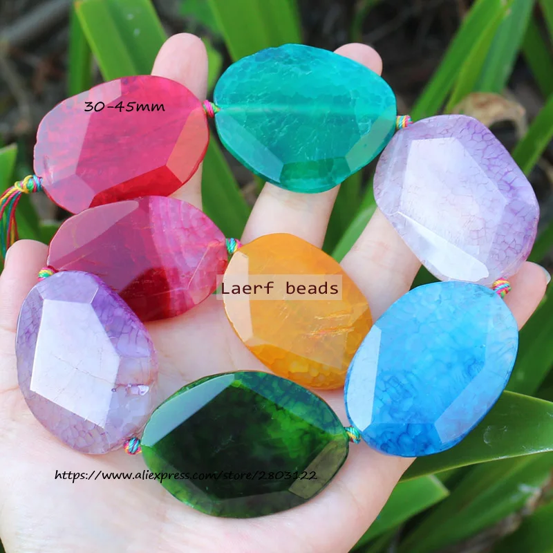 Around 20-65mm  Natural Bige Multicolor Agate  beads 15inch  ,For DIY Jewelry Making !