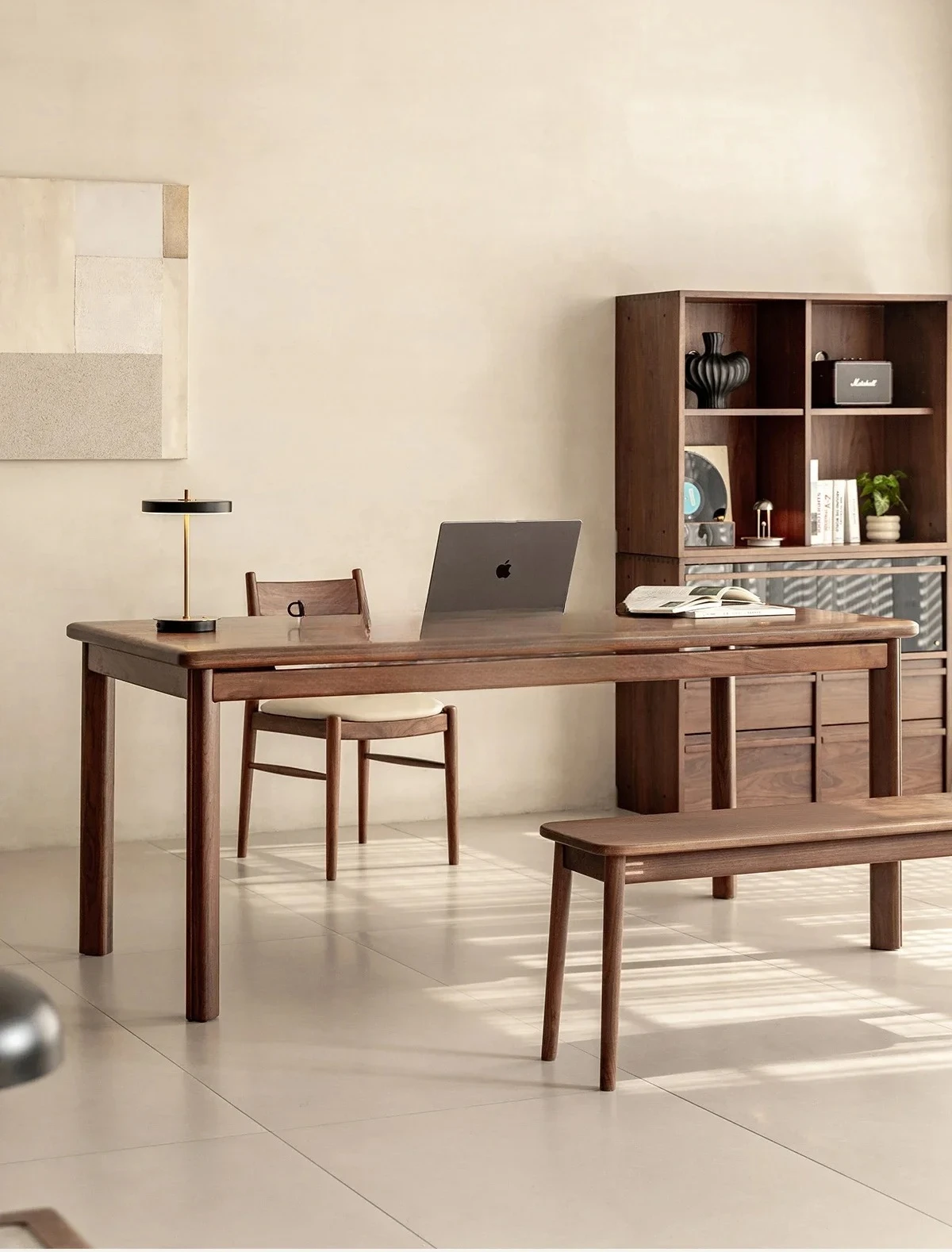 

Black walnut dining table solid wood living room rectangular large desk worktable home desk5556