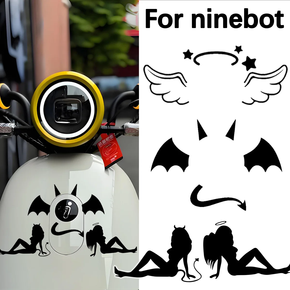 

Little Devil Angel Wings Ninebot Electric Motorcycle Head Stickers Vinyl Sticker Accessories Helmets Decal