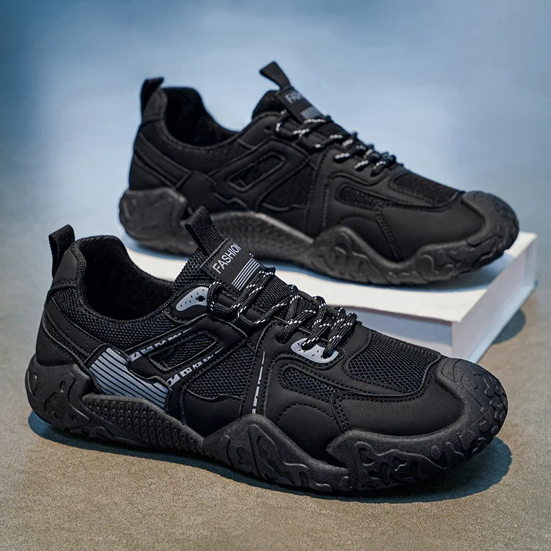 Men‘s Autumn New Breathable Casual Shoes Black Outdoor Hiking Durable Student Trekking Sneakers Comfortable Fashion Lightweight