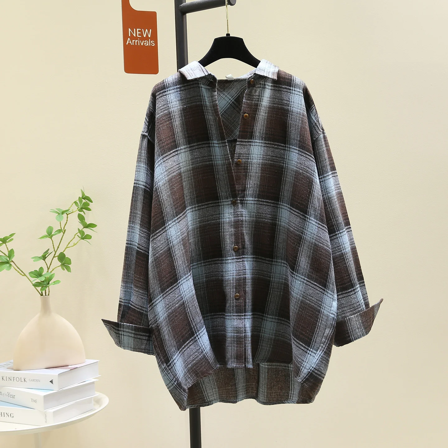 SuperAen Korean Style Retro Plaid Simple Casual Shirt for Women 2025 Autumn New Fashion Oversize Loose Cotton Shirts