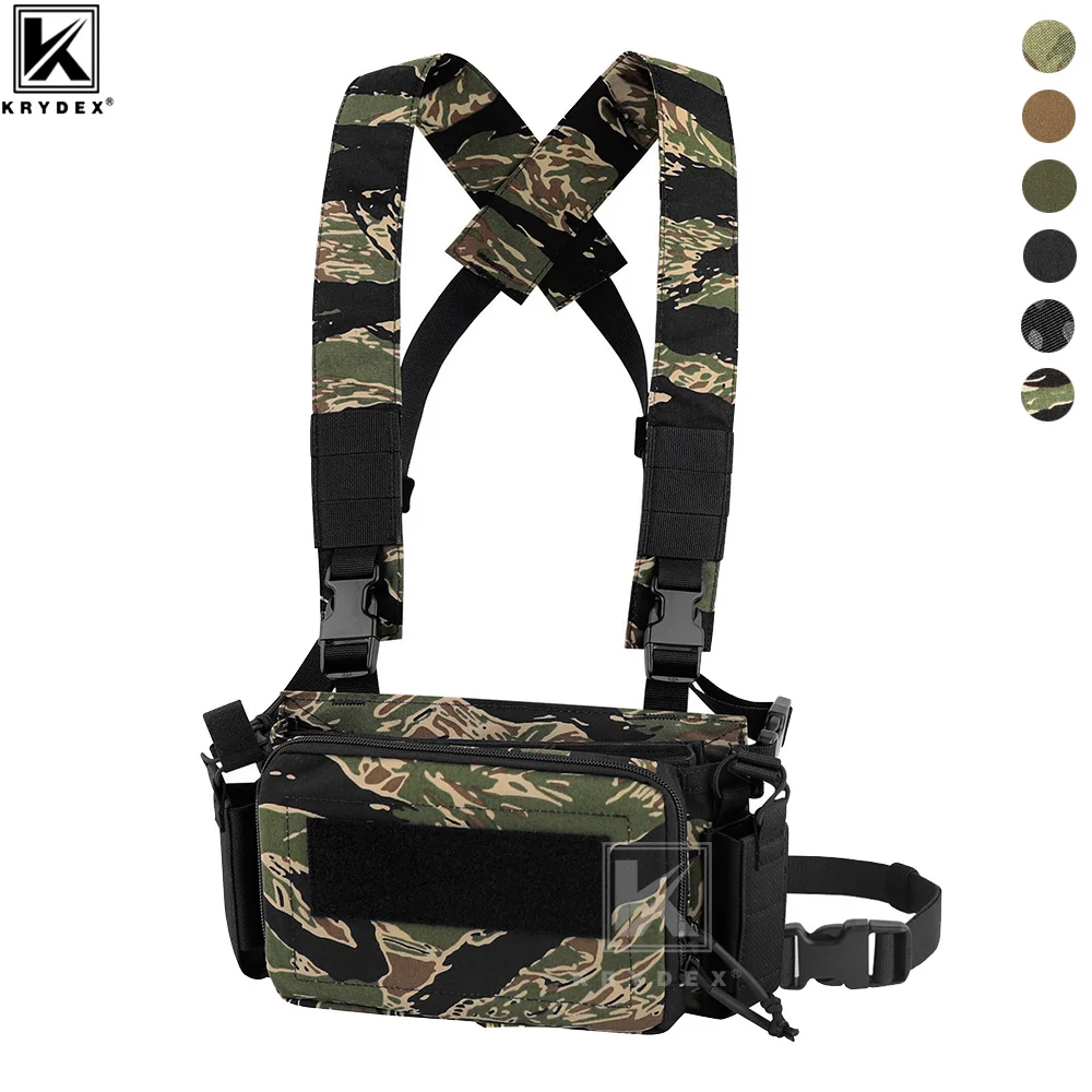 

KRYDEX Tactical D3CR Chest Rig Vest with 5.56 7.62 9mm Rifle Pistol Magazine Pouch Hunting Combat Wargame Accessories 500D