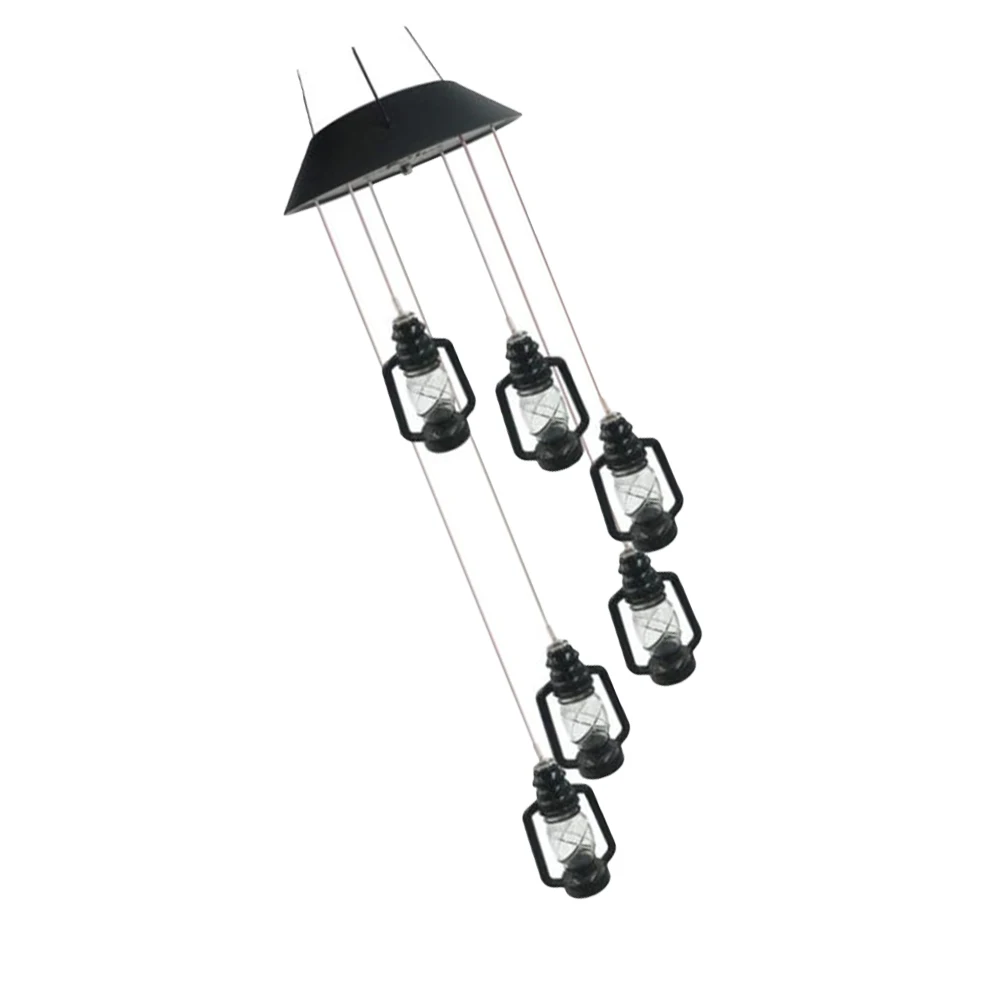 Solar Wind Chime Light LED Hanging Lamp Waterproof Garden Decorative Outdoor String Lights Oil Bottle Bell Lamp Solar Powered