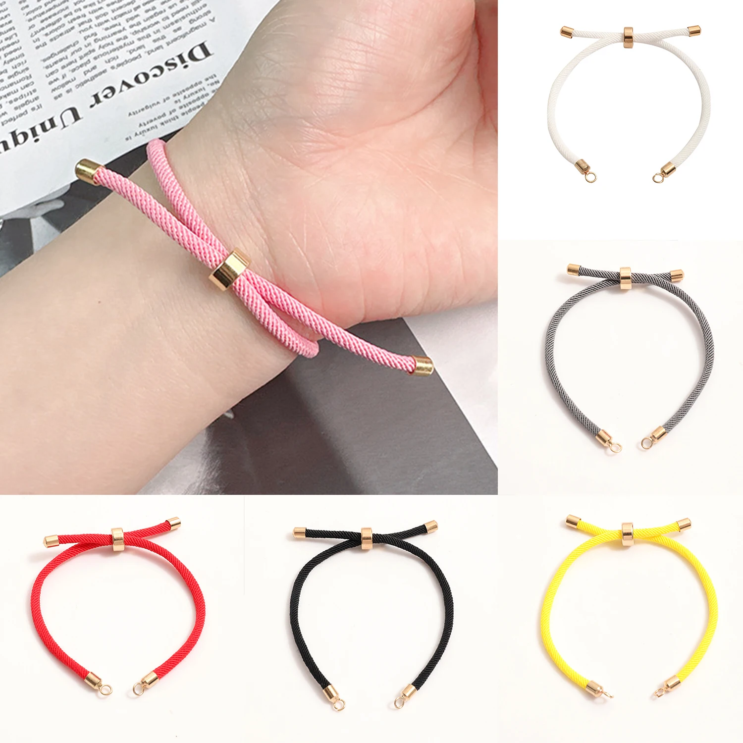 Fashion Adjustable Cotton Rope Chain for Bracelet Making DIY Gold Plated Copper Jewelry Creation Wholesale