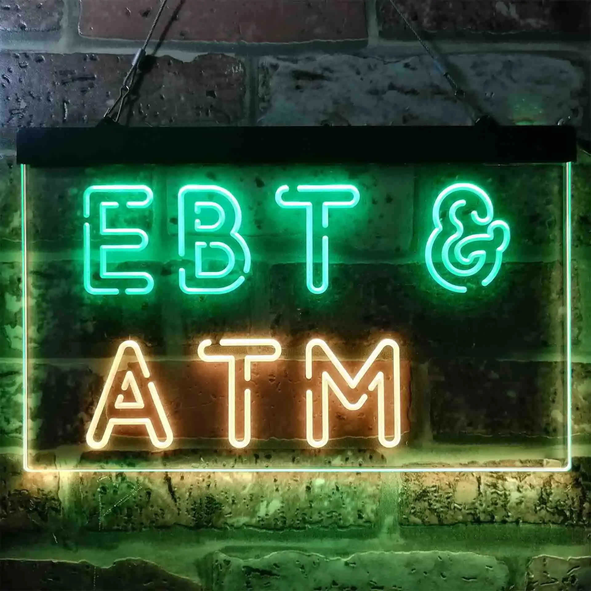 EBT & ATM. Cash Machine Dual Color Led Neon Sign st6-i3848