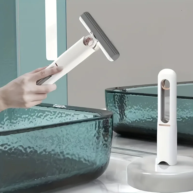 1pc Portable mini mop, self squeezing sponge mop, household mini desktop car glass cleaning mop