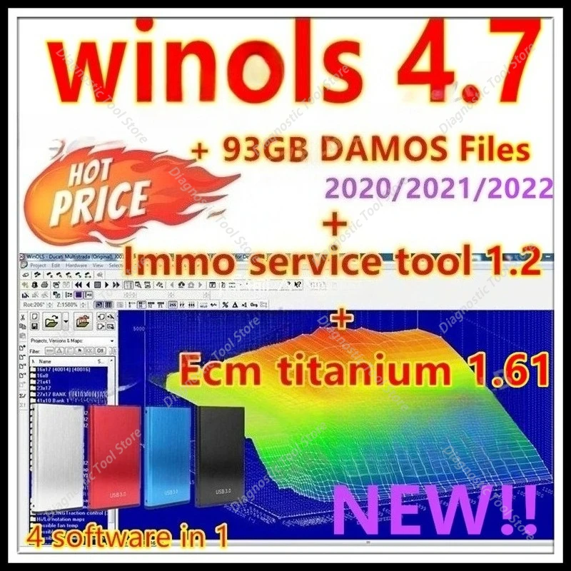 

2026 горячая новинка, Winols 4.7 полностью активирован + 93 ГБ WINOLS DAMOS BIG PACK + ECM TITANIUM 26100 + инструмент для работы с иммобилайзерами v1.2, неограниченная установка