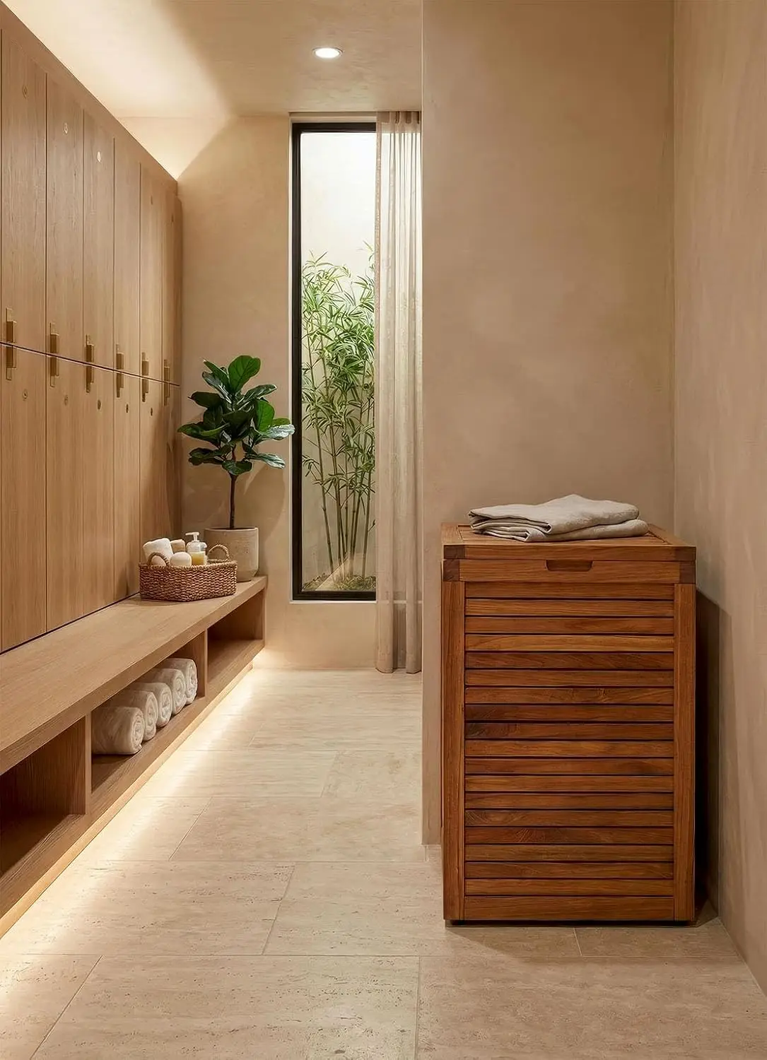 The Original Spa Large Size Teak Laundry or Storage Hamper
