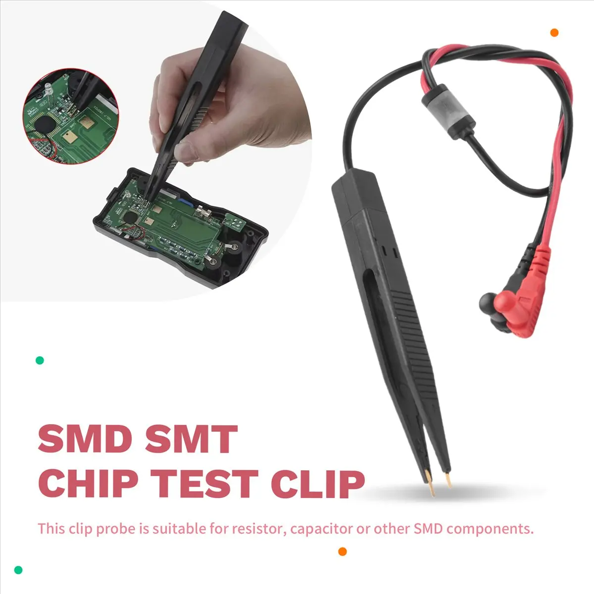 A40T SMD SMT Chip Test Clip Multimeter Probe Tweezers for Capacitance Inductance Resistor Measurement Multi-Use Test Tool