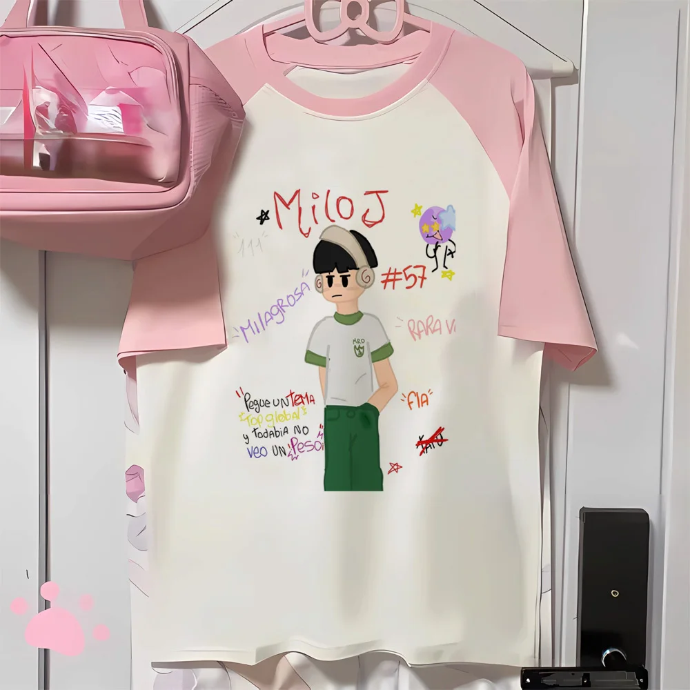 Milo j t-shirt girl Psychedelic kawaii aesthetic korean clothes t shirt Breathable 2000s kawaii graphic harajuku