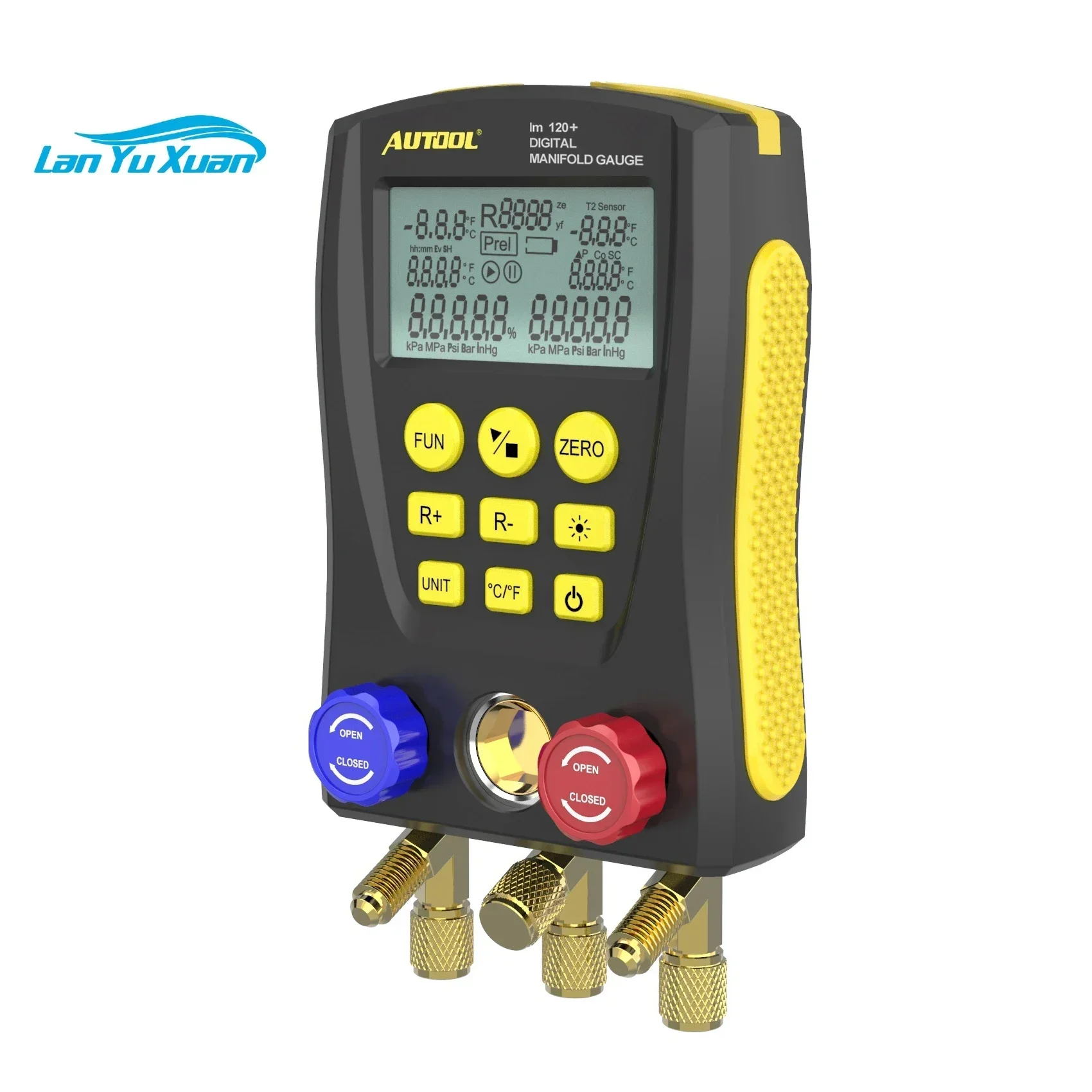 AUTOOL LM120 + refrigerante frío medio medidor de colector Digital de coche HVAC probador de temperatura de presión de vacío igual que Testo