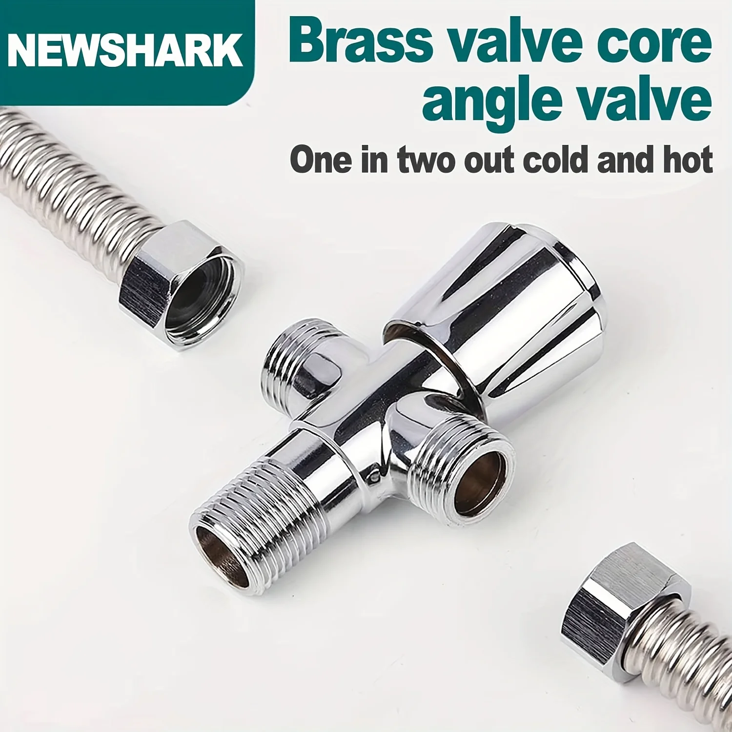 صمام محول من الفولاذ المقاوم للصدأ 1 في 2 خارج، موصل خرطوم دش عالمي بأربعة اتجاهات، خيط G1/2 لأوروبا وأمريكا #1