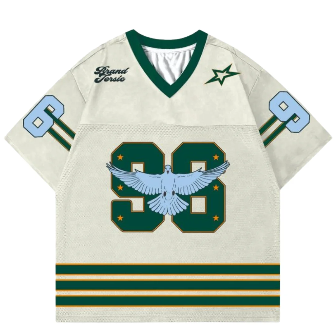 

Ретро Джерси Бейсбольный Стиль Peace Pigeon No 98 Мужчины Женщины Футболки с v-образным вырезом Дышащие Быстросохнущие Удобные Стильные Мото размера плюс