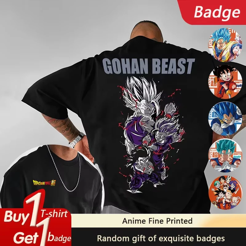 Camiseta con estampado de Dragon Ball Anime Gohan Beast para hombres y mujeres novedad de verano estilo Harajuku pantalón corto informal holgado Top de manga