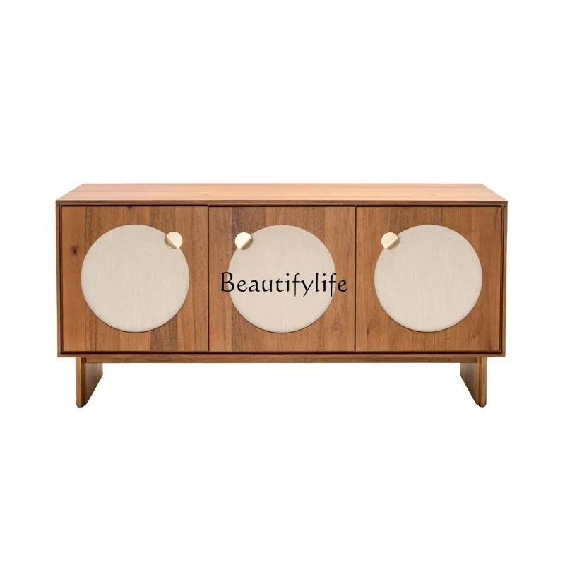 

Nordic solid wood dining side cabinet modern simple living room home walnut wall wine cabinet