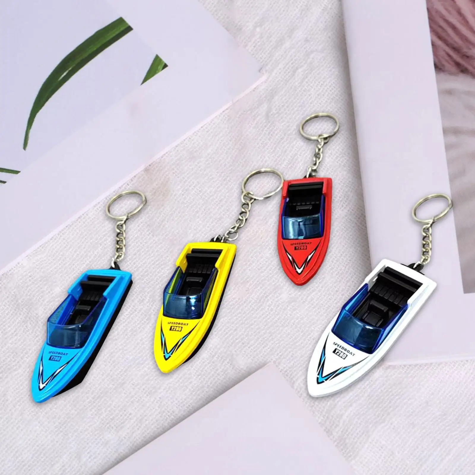 4x Mini Motorboat Model Desktop Boat Ornament for Kids Boys Girls Age 3-12+