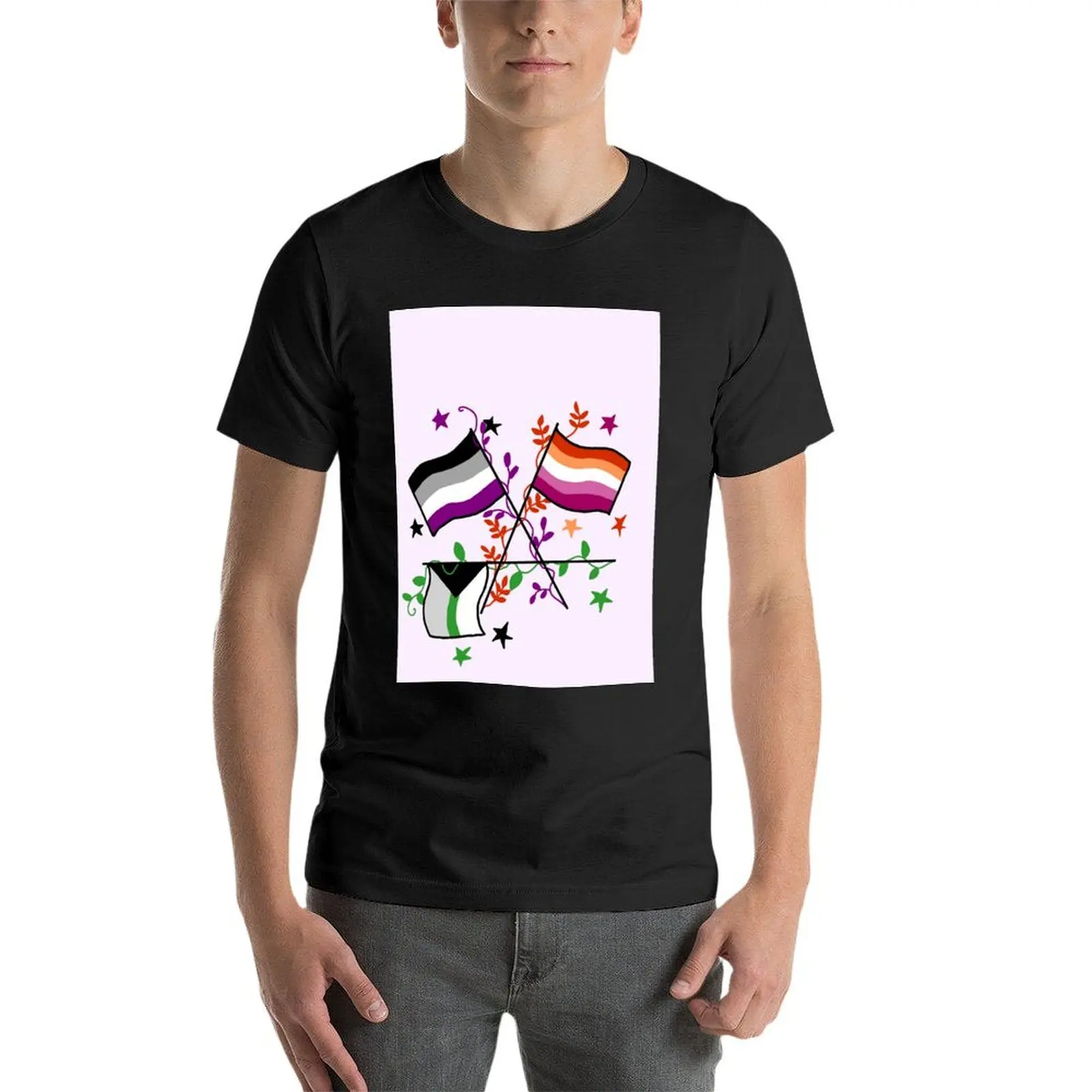 Camiseta colorida da bandeira do orgulho, roupas masculinas vintage, tops de verão Funnys, três cores