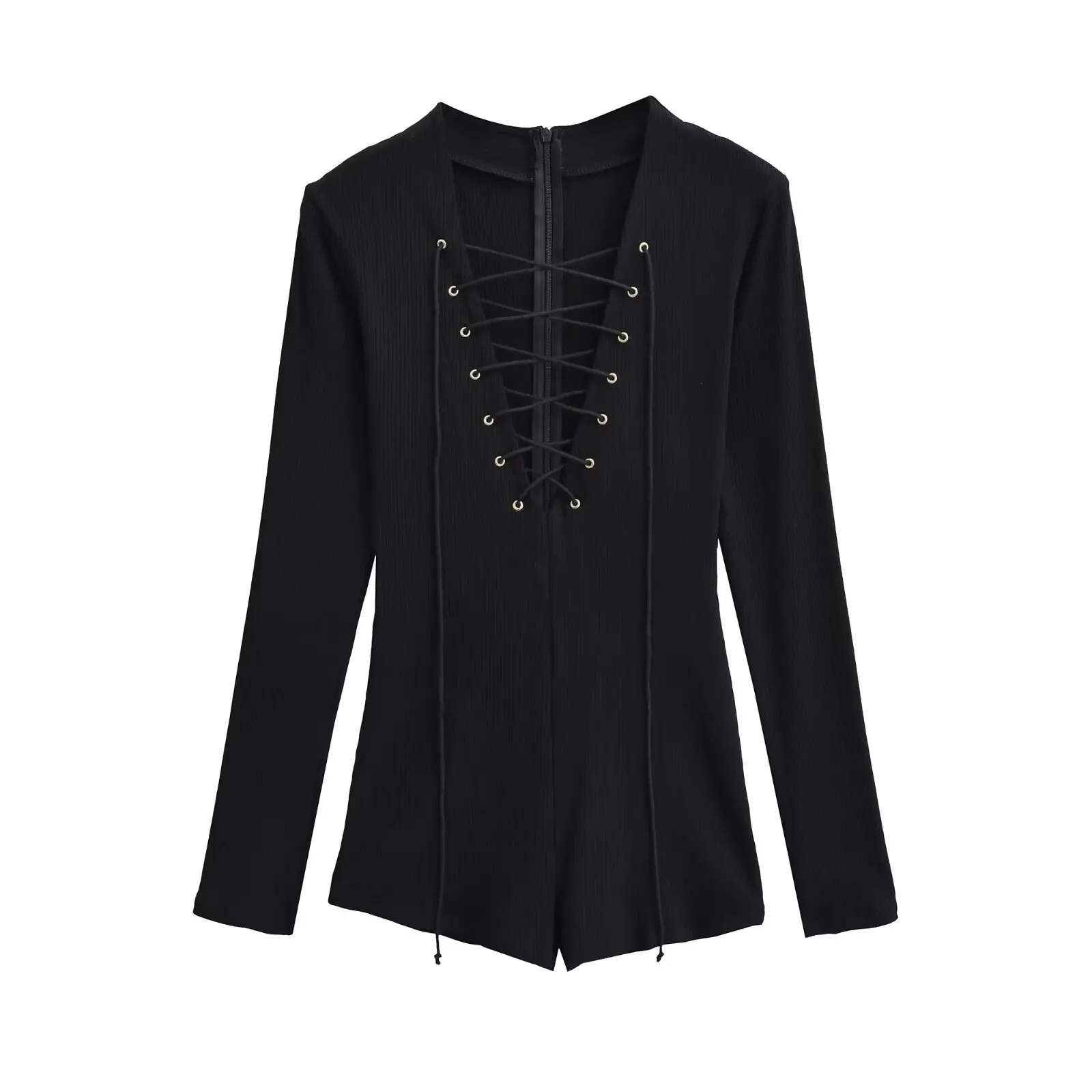 Seksowny amerykański kombinezon damski z długim rękawem, spodnie z wysokim stanem, odzież wewnętrzna i zewnętrzna, jesień, moda, dojazdy do pracy, proste...